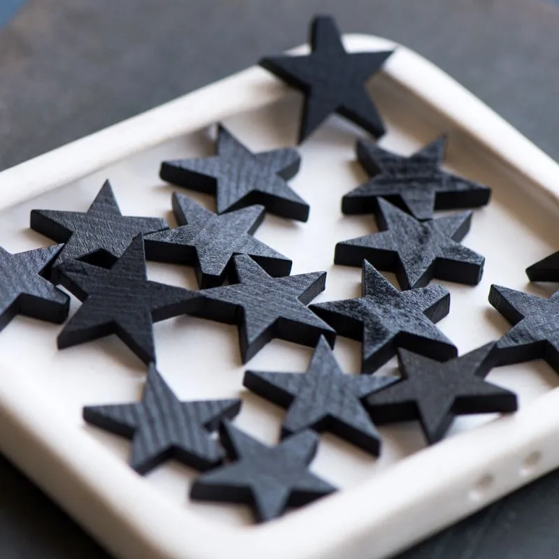 бусина дерево "звезда", цвет черный, 22x24x4 мм