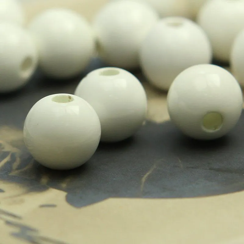 бусина, стекло 10, цвет белый, 10 мм