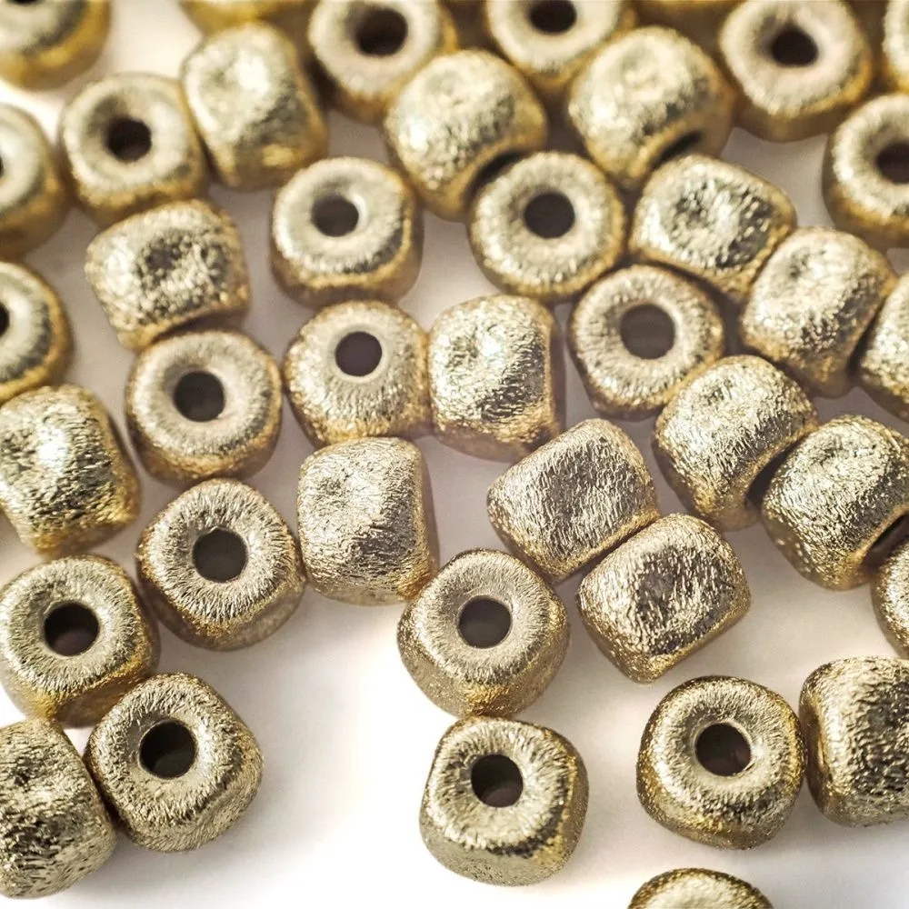 бусина, металл "текстура", позолота, 5.5x4.5 мм
