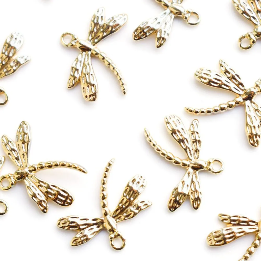 подвеска металл "стрекоза", позолота, 20x23.5x2.5 мм