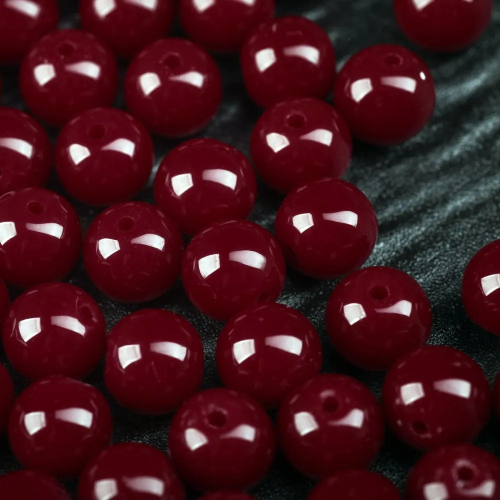 бусина, стекло 10, цвет темно-красный, 10 мм