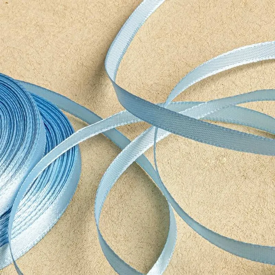 лента, атлас, цвет голубой, ширина 6 мм ленты