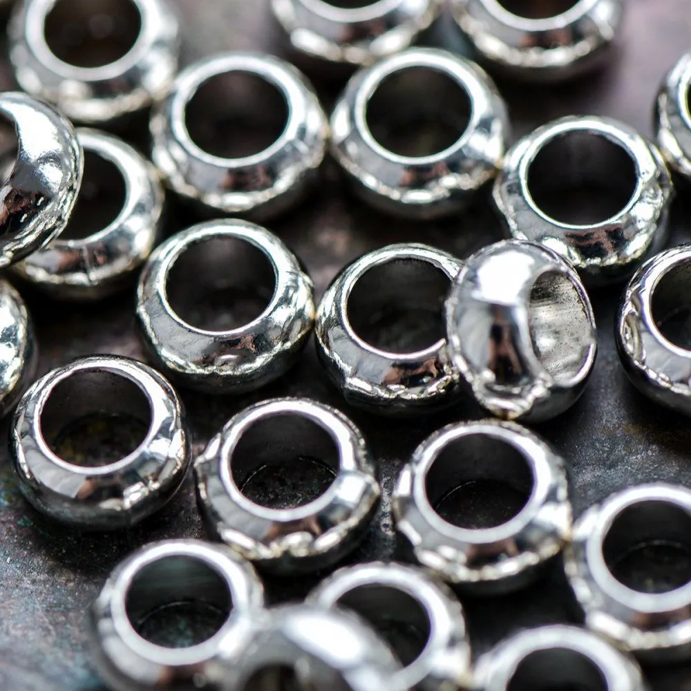 ес бусина металл "бублик", цвет античное серебро, 10х4 мм