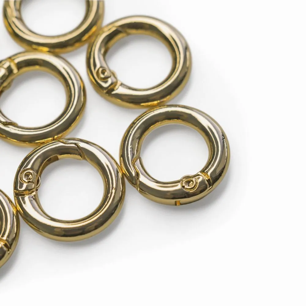 Замочки замок-кольцо для брелоков, цвет светлое золото, 17x3.5 мм