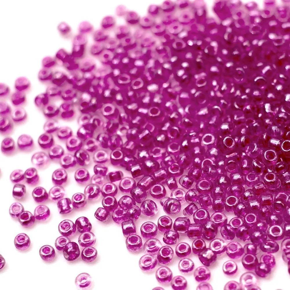 бисер "радуга", цвет фуксия (вн.окрашен), люстровый, 12/0 (уп 7 г)