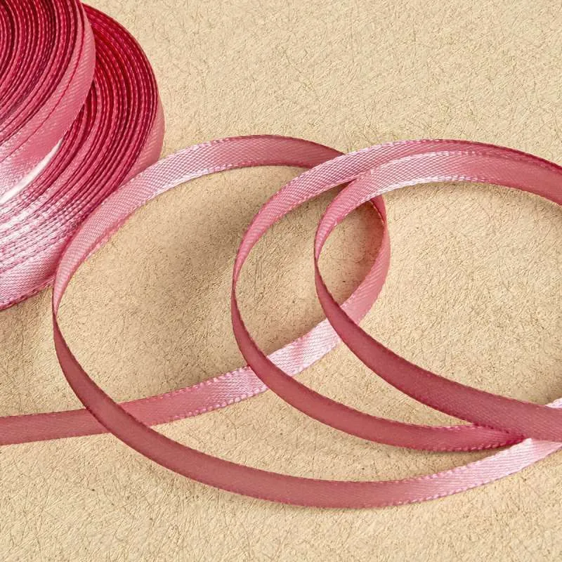 лента, атлас, цвет розовый, ширина 6 мм ленты