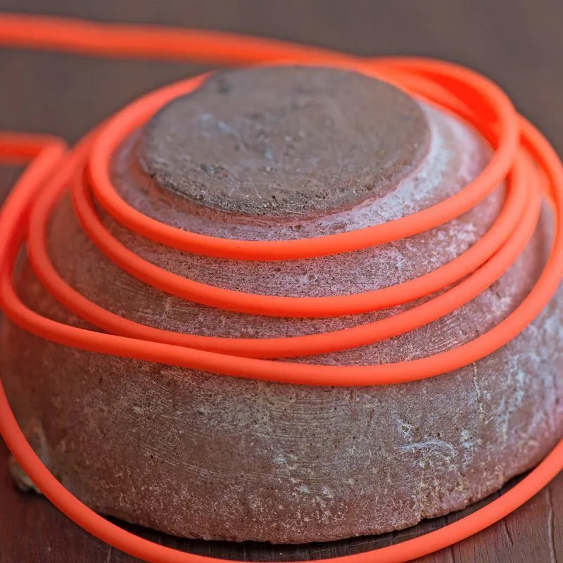 шнур резиновый, с отверстием, цвет оранжевый неон, 3 мм