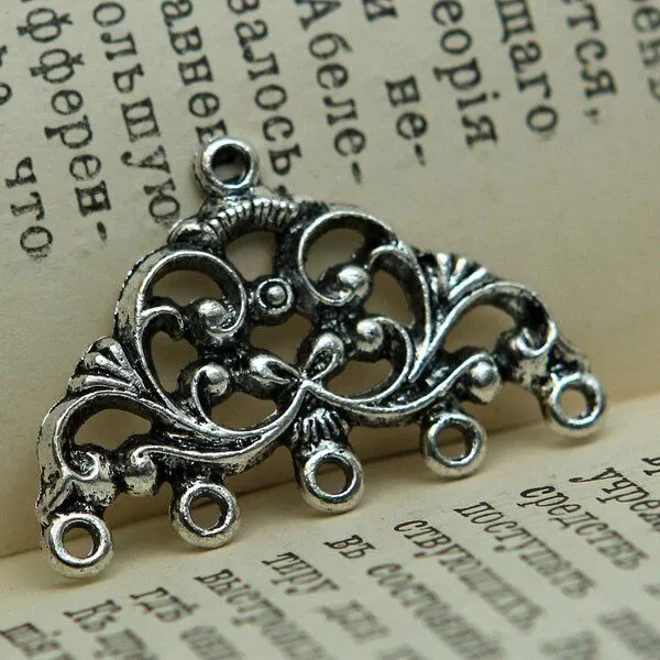 коннектор "каданс", цвет античное серебро, 13x17x2 мм