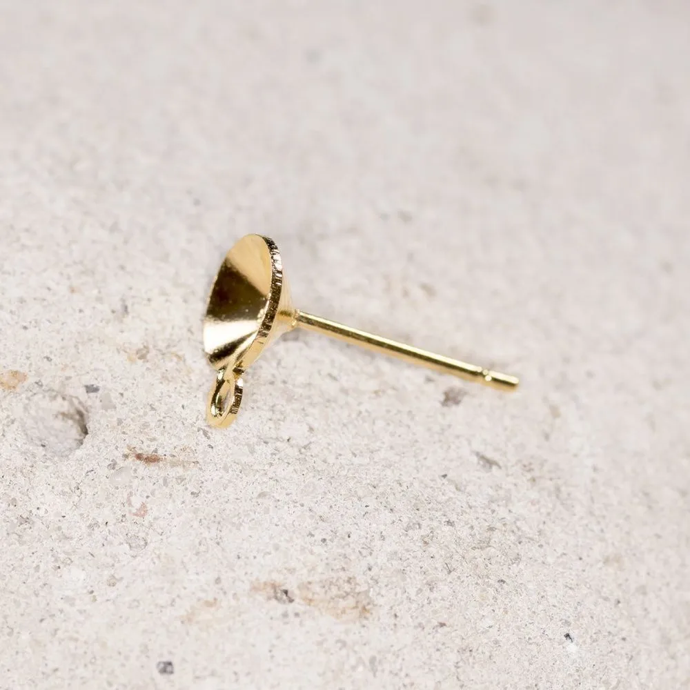 пуссеты "раунд", место для стразов, золото, 14х0.8