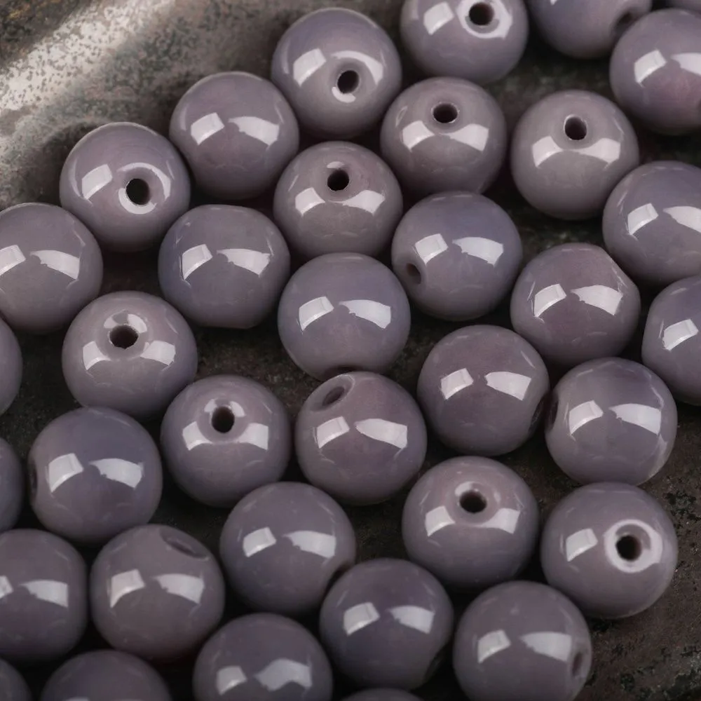 бусина, стекло 10, цвет сиреневый, 10 мм