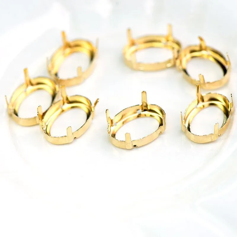 цапы для стразов овальные, открытые, цвет золото, 18х13 мм