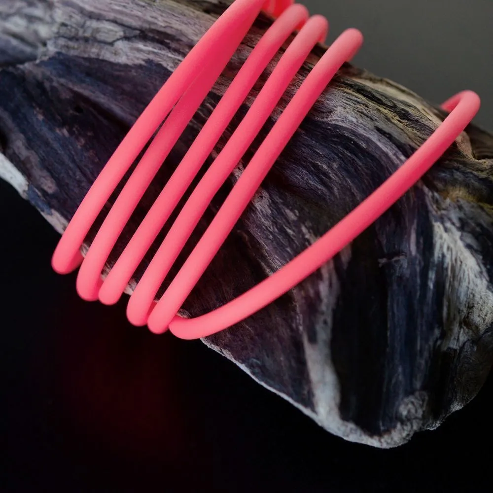 шнур резиновый, с отверстием, цвет розовый неон, 3 мм