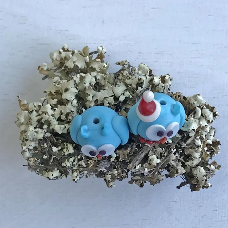 бусина, мурано "совенок голубой", 15х17 мм, матовая