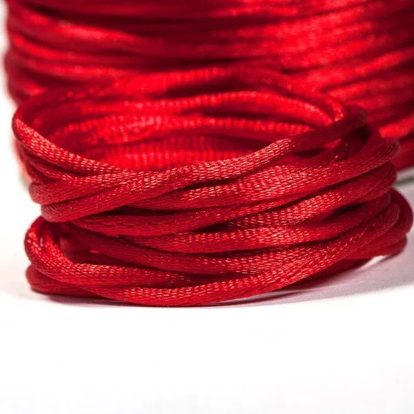 шнур атласный для кумихимо, цвет красный, 2 мм