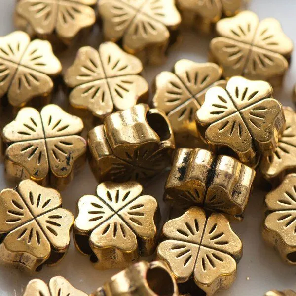 ес бусина металл "ирландский клевер", цвет античное золото, 10х10х6 мм