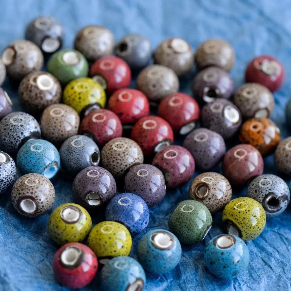 бусина, керамика "антик", цветовой микс, 10 мм 