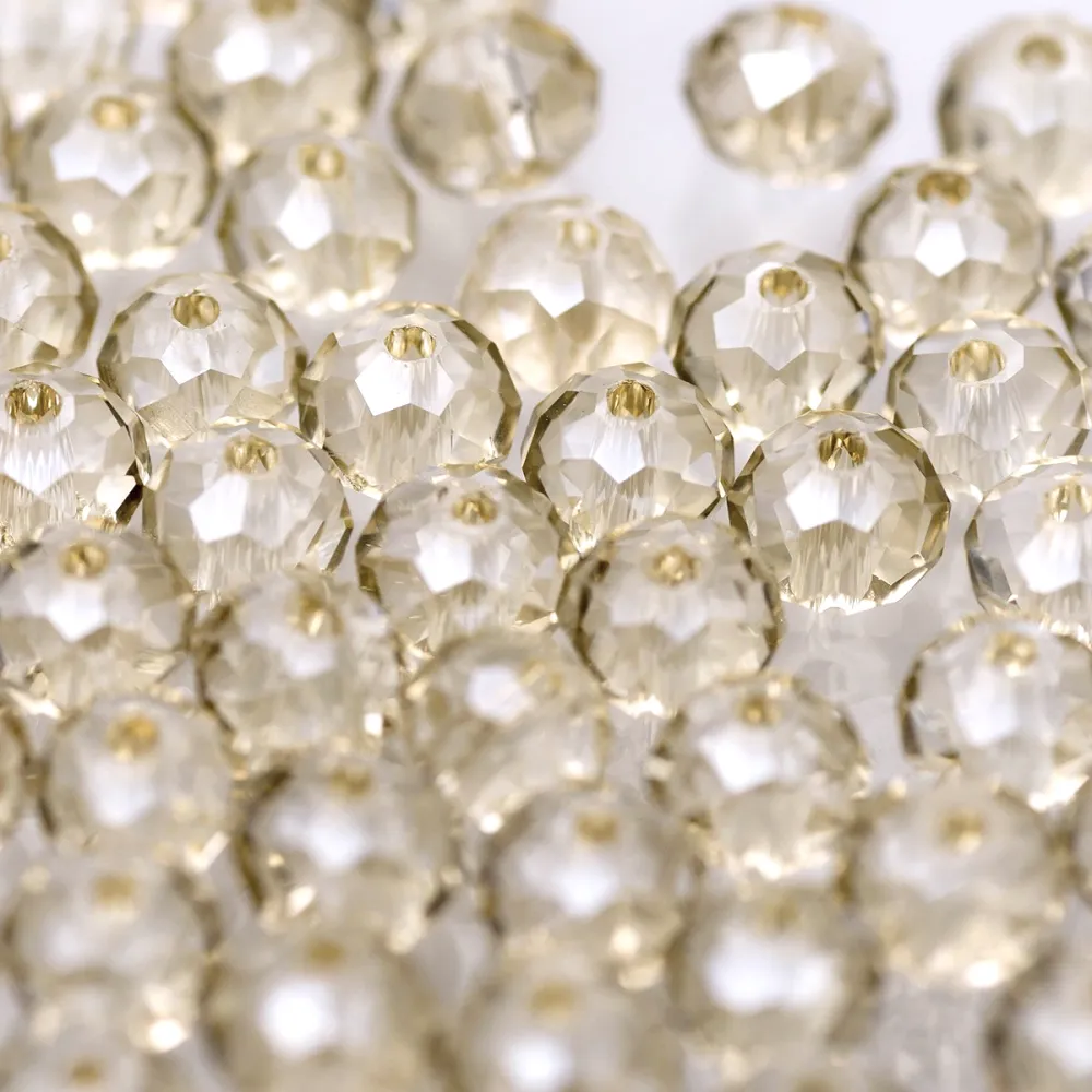 бусина, стекло абакус 12, граненая, цвет шампанского, 12х8 мм