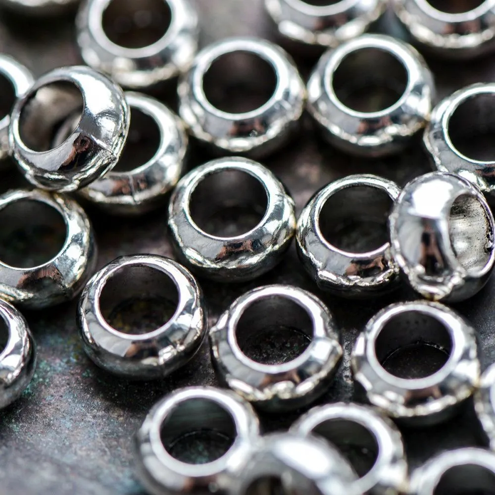 ес бусина металл "бублик", цвет античное серебро, 10х4 мм