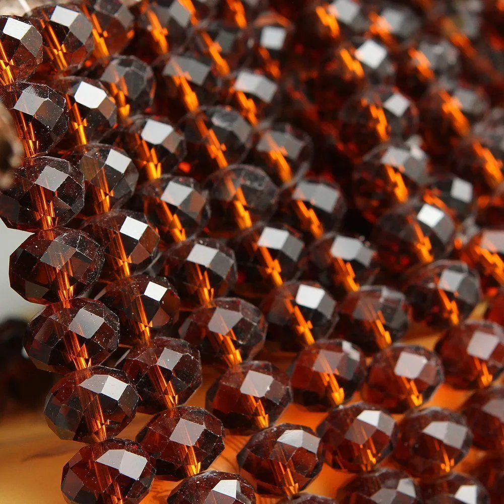 бусина, стекло абакус 12, граненая, цвет коньячный, 12х8 мм