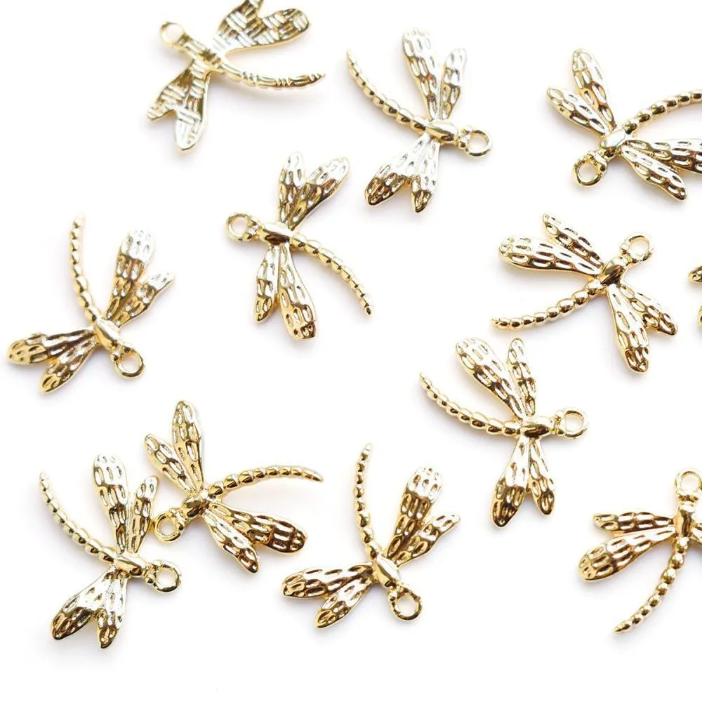 подвеска металл "стрекоза", позолота, 20x23.5x2.5 мм