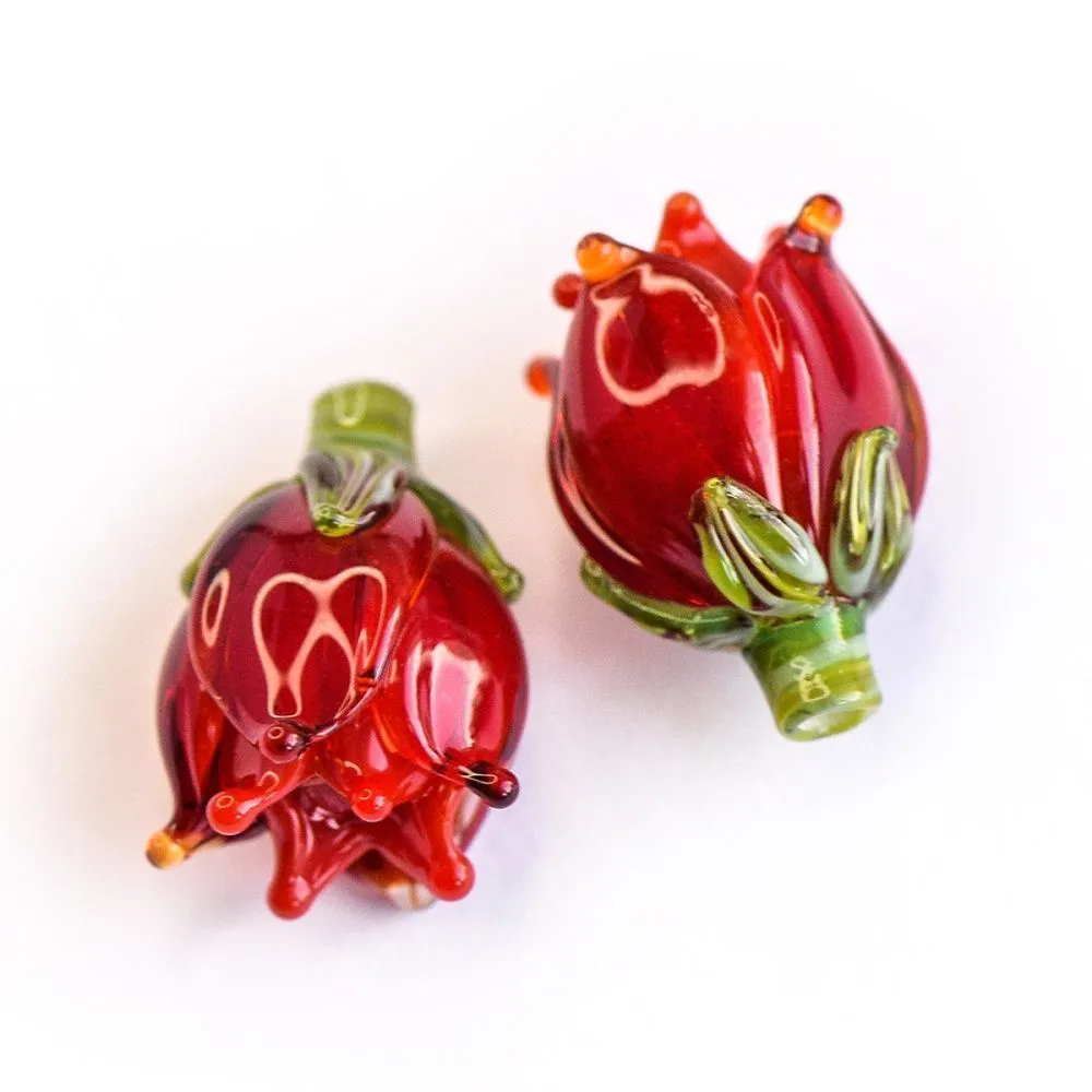 бусина, мурано "колокольчик", фигурная, красный, 17х14 мм