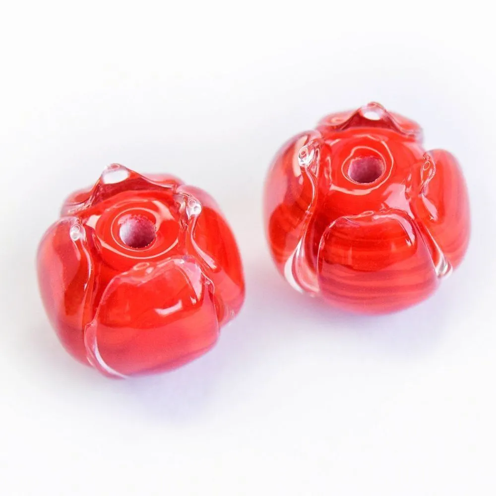 бусина, мурано "бутончик", красный, 13х12 мм