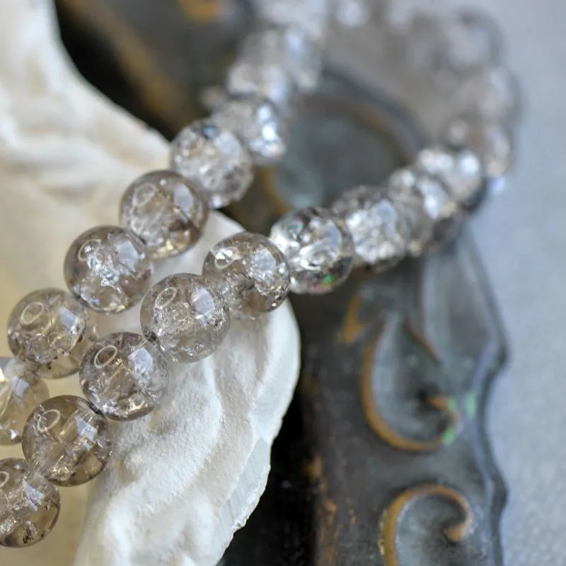 бусина, стекло "кракле", цвет дымчатый, 10 мм