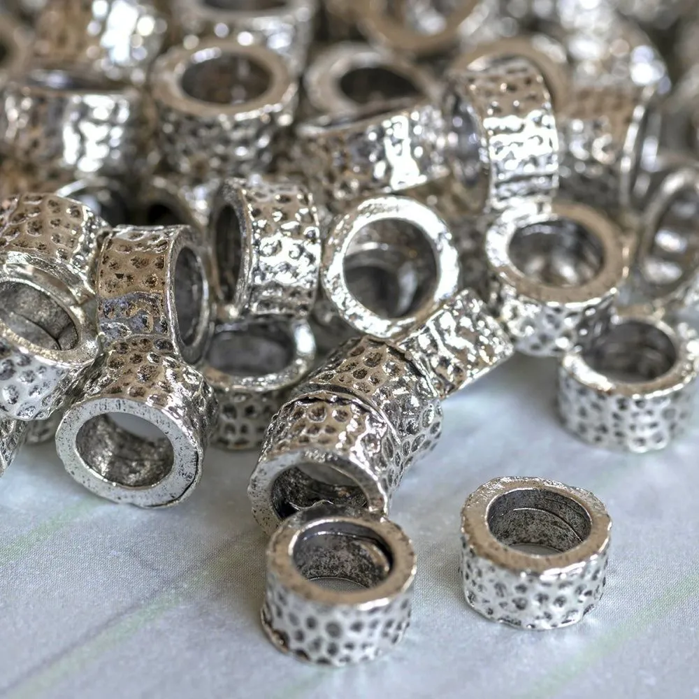 ес бусина металл "мосс", цвет античное серебро, 9.5х5 мм