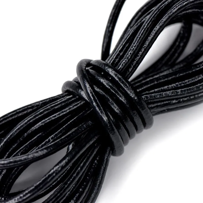 шнур кожаный, цвет черный, диаметр 3 мм
