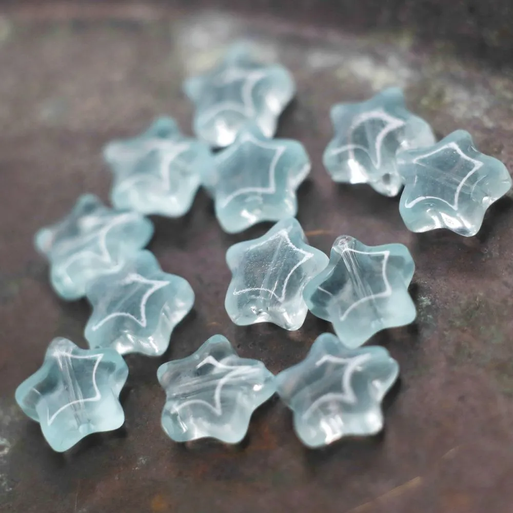 бусина "звездочка jelly", стекло, цвет голубой, 8x8x4 мм