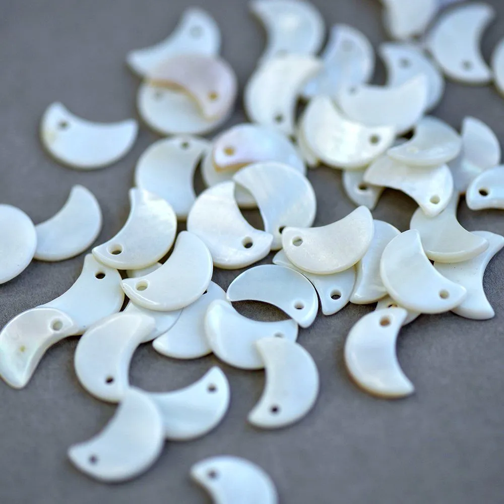 подвеска из ракушки "halfmoon", цвет белый перламутр, 13x8x1 мм