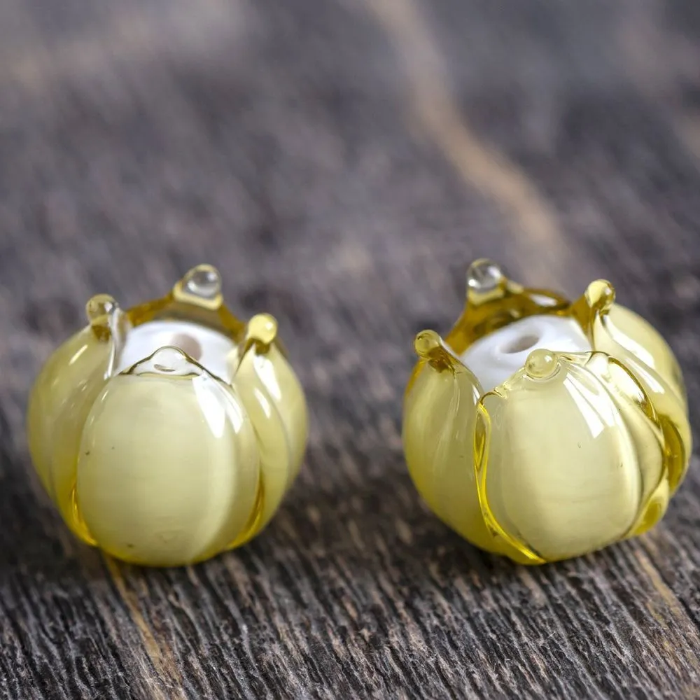 бусина, мурано "бутончик", желтый, 13х12 мм