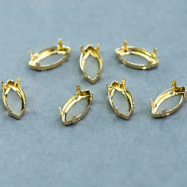 цапы для стразов navette, открытые, золото, 18х9 мм