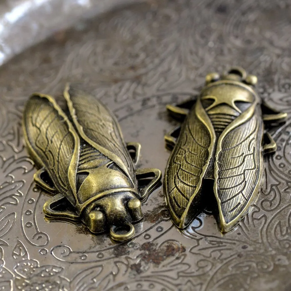 подвеска металлическая "цикада", цвет античная бронза, 61x33 мм