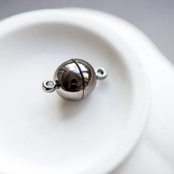 Замочки застежка магнитная "шарик", цвет черный, 16х10 мм