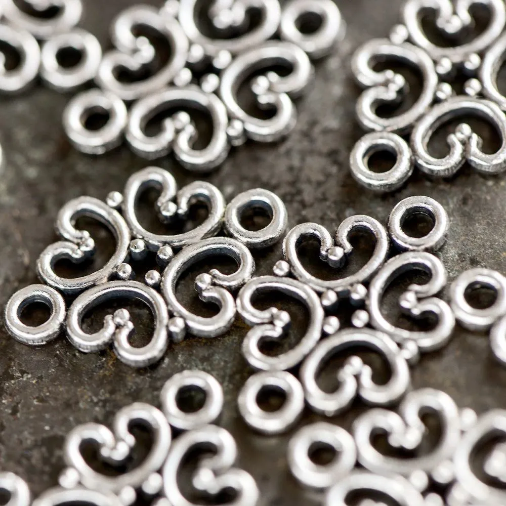 коннектор "кризанта", цвет античное серебро, 18x13x1 мм