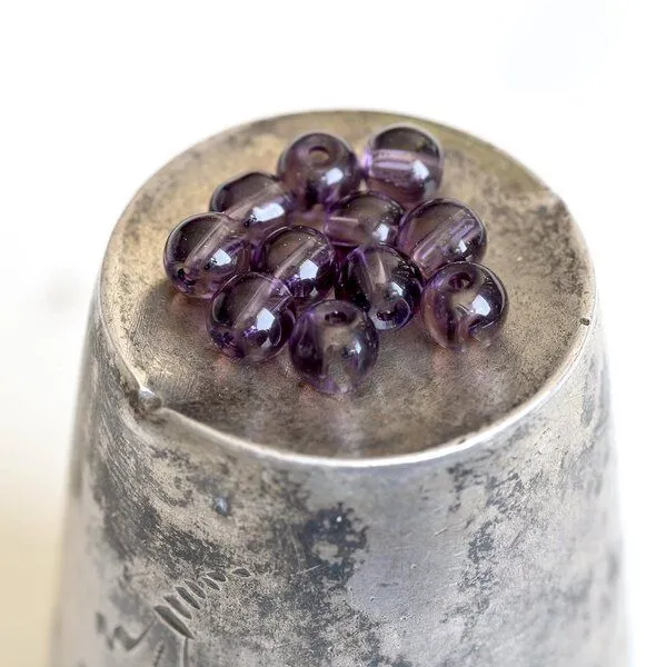 бусина, стекло 4, цвет фиолетовый, 4 мм (уп 50+/-5 шт)
