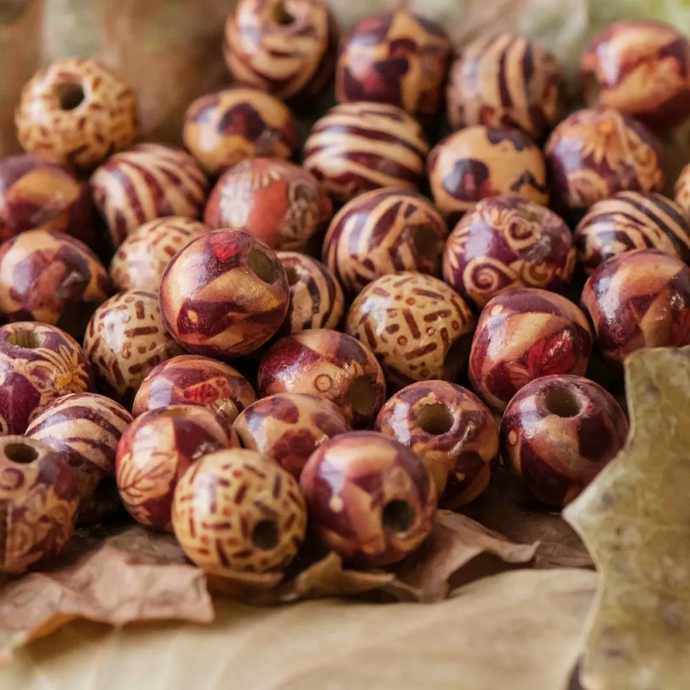 бусина дерево 16, с рисунком, 16х15 мм