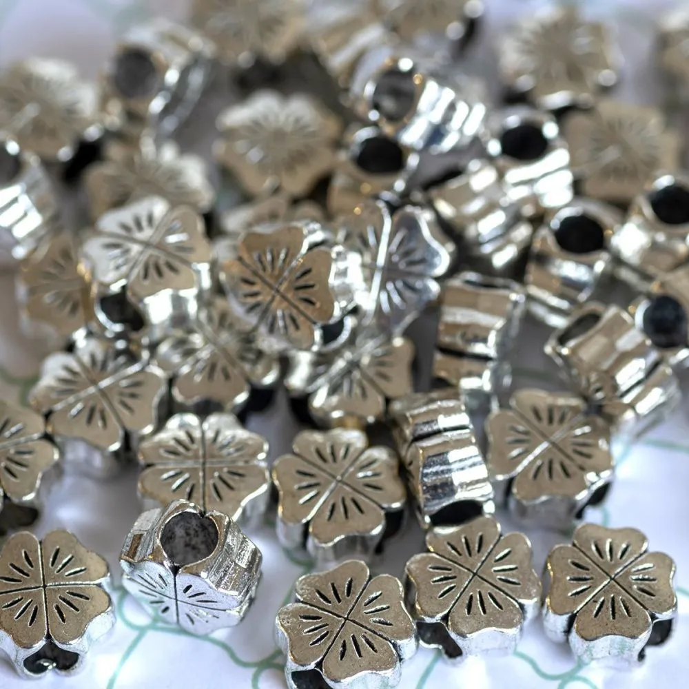 ес бусина металл "ирландский клевер", цвет античное серебро, 10х10х6 мм