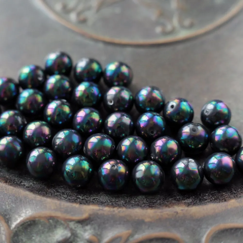 ракушечный жемчуг круглый, класс "а", цвет черный, 10 мм