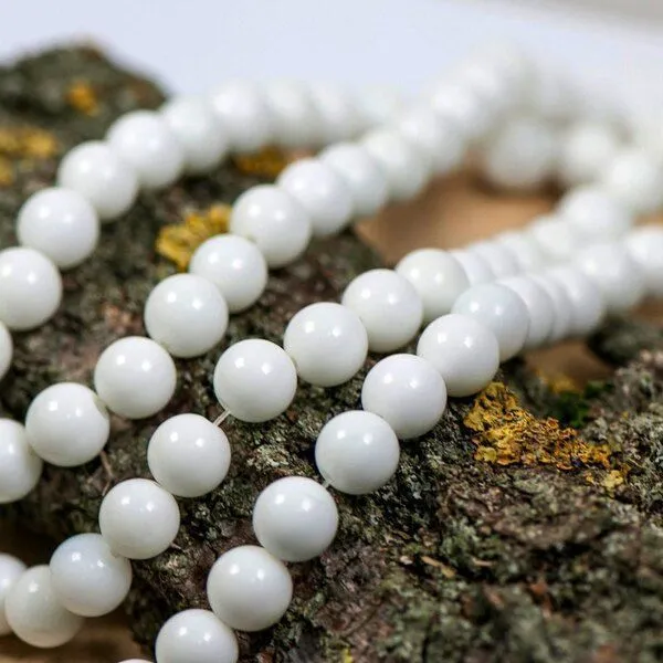 бусина, стекло 10, цвет белый, 10 мм