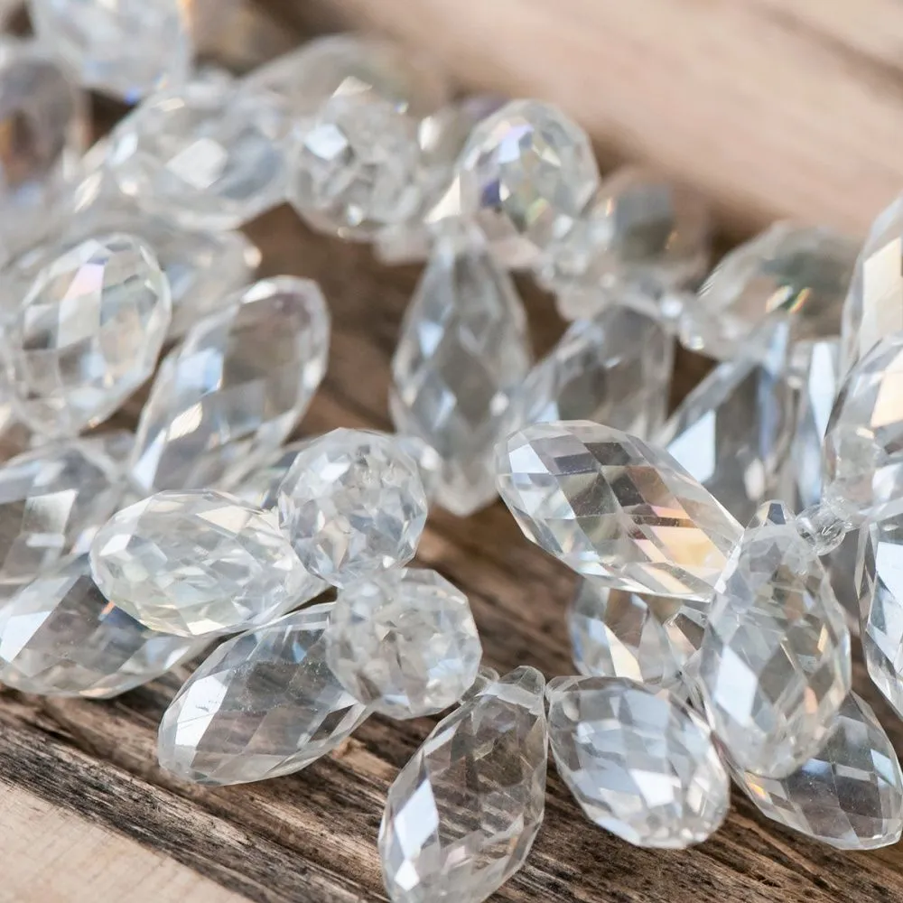 бусина "капля", граненая, стекло, цвет прозрачный, 20х10 мм