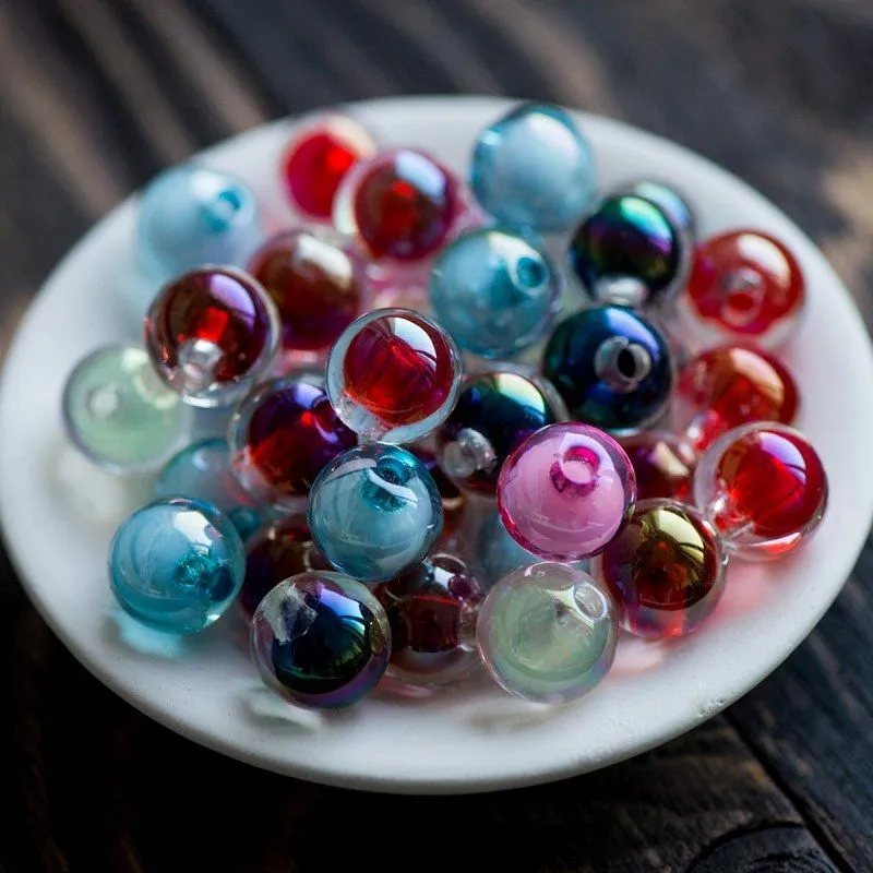 бусина-наконечник, акрил "двойная", цветовой микс, 15.5x15 мм