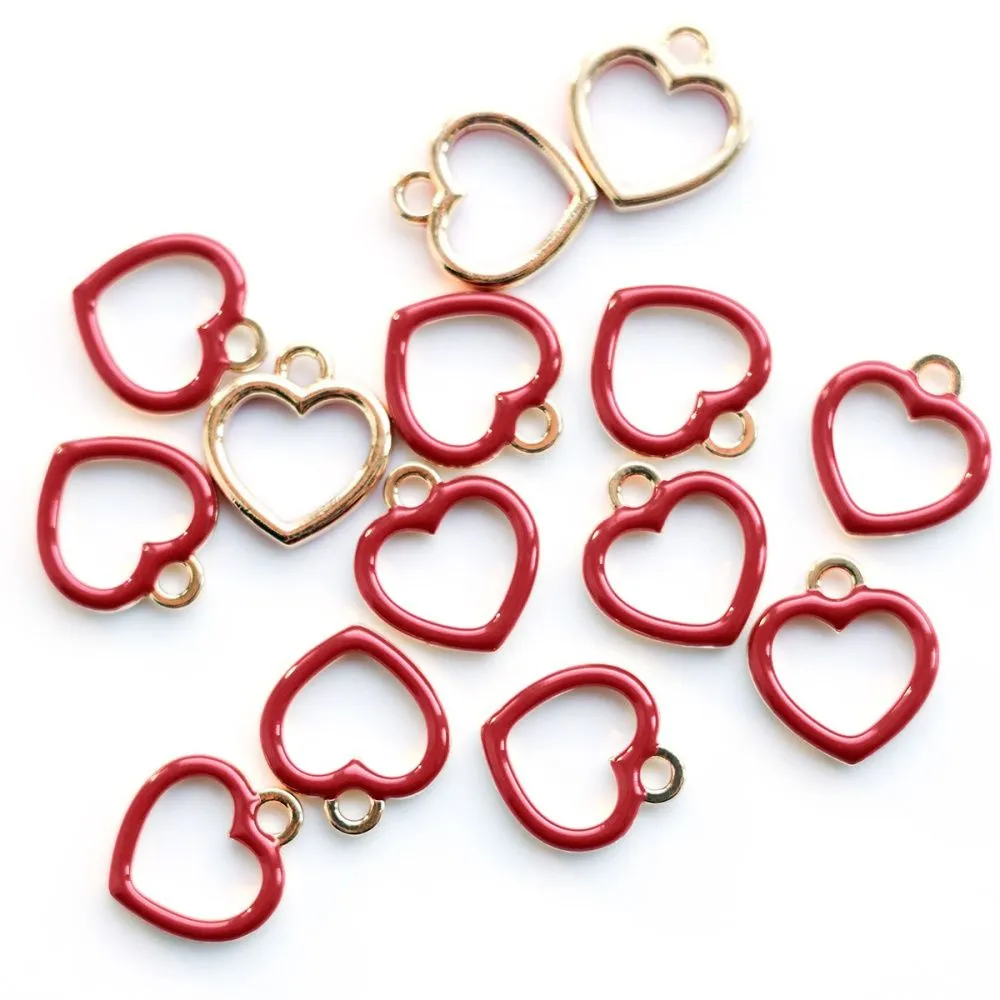 подвеска металлическая "сердечко", эмаль, цвет красный, 14x13x1.6 мм