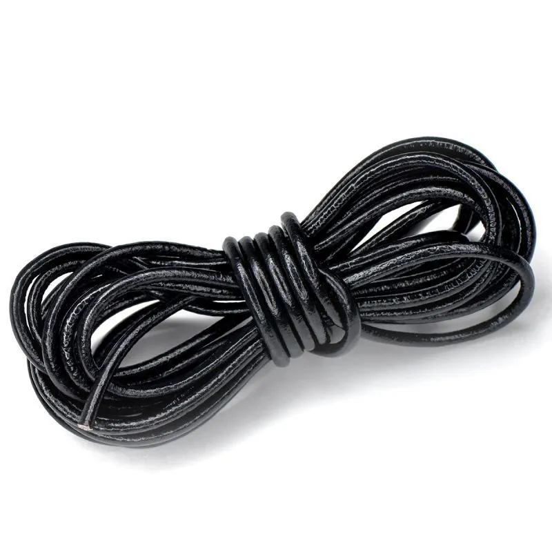 шнур кожаный, цвет черный, диаметр 3 мм