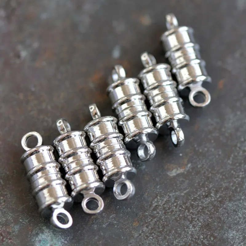 Замочки застежка магнитная "баррель", цвет платина, 17х6 мм