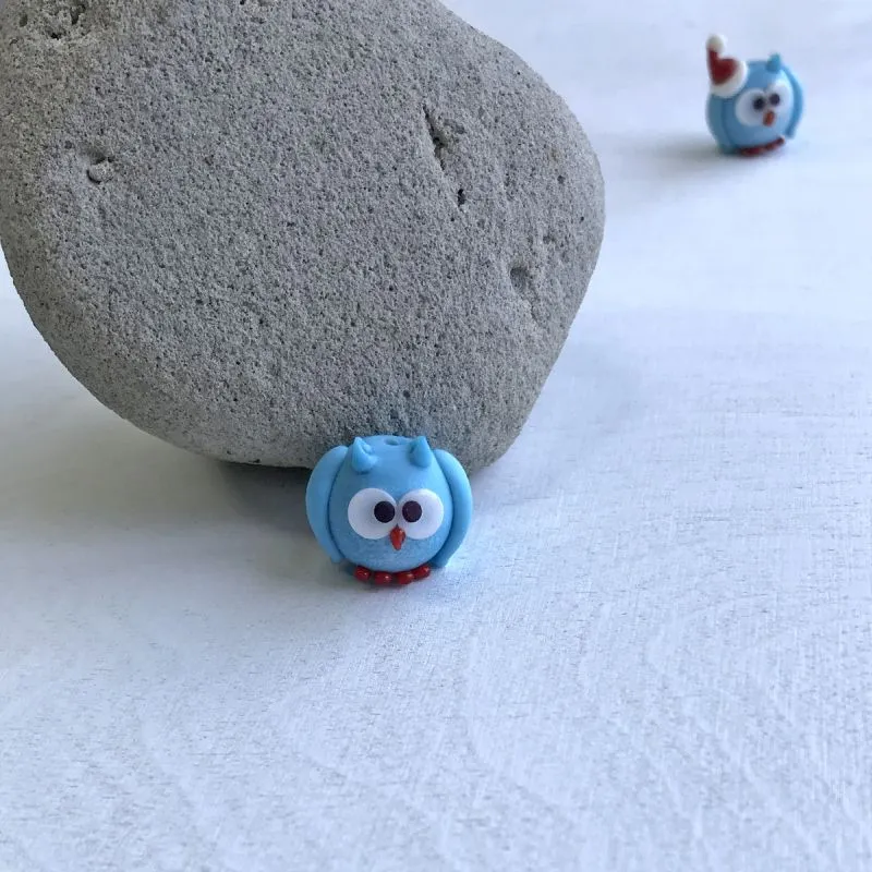 бусина, мурано "совенок голубой", 15х17 мм, матовая