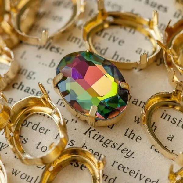 цапы для стразов овальные, открытые, цвет золото, 18х13 мм