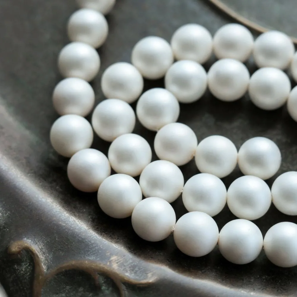 ракушечный жемчуг круглый, матовый, цвет молочный, 10 мм
