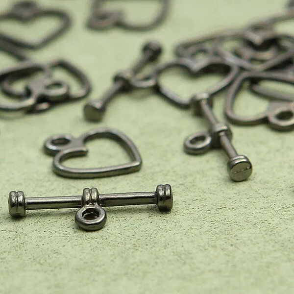 тоггл "сердечко", цвет черный, 12х14 мм